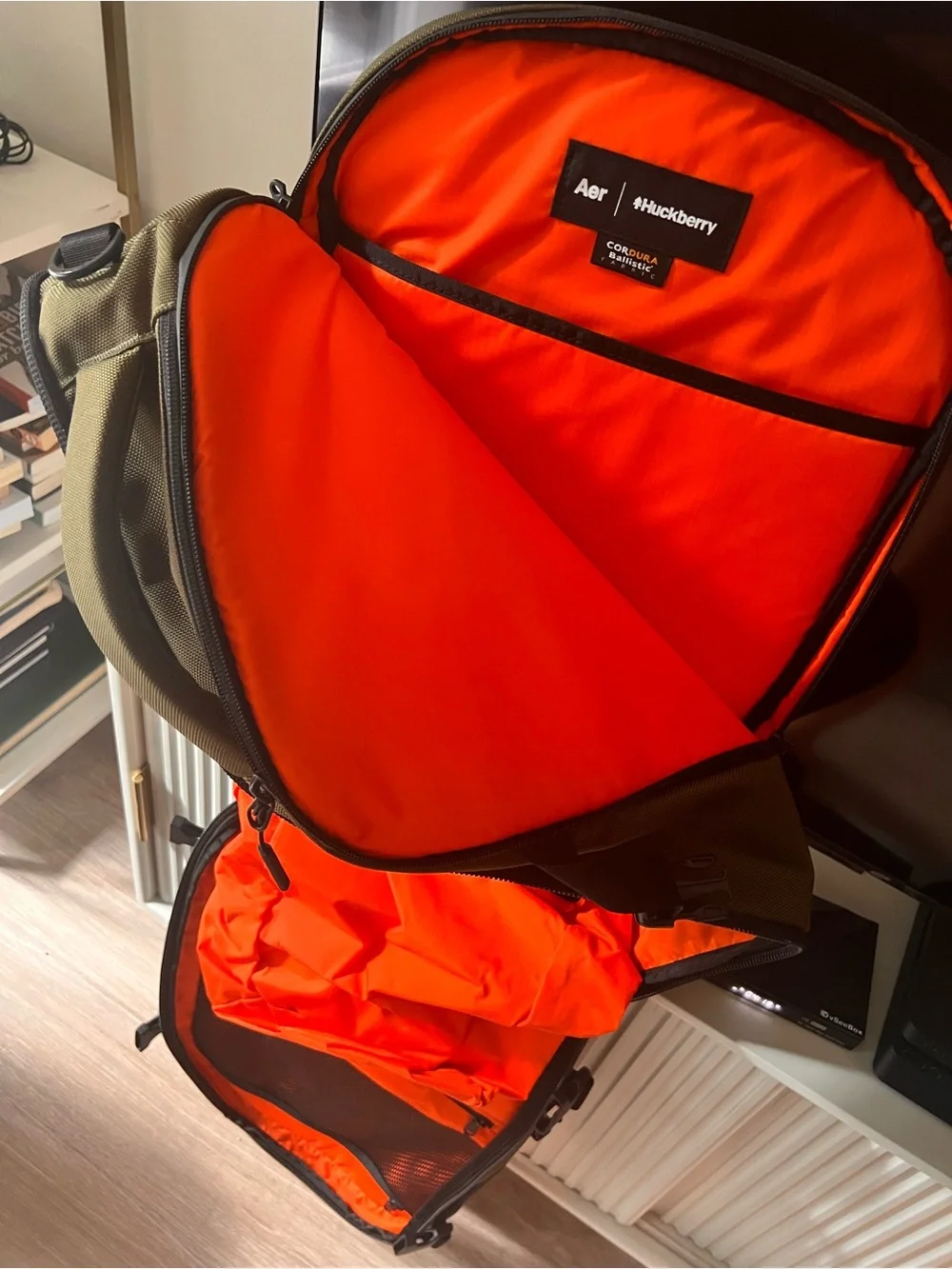 Aer Travel Pack 2 - Olive/Blaze Orange 33L Backpack (Huckberry Exclusive)